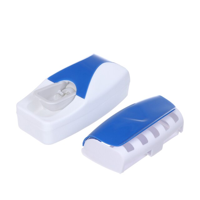 5 Kleuren Automatische Auto Tandpasta Dispenser + Tandenborstelhouder Set Wall Mount Wijn Thuis Badkamer Accessoires: Blue