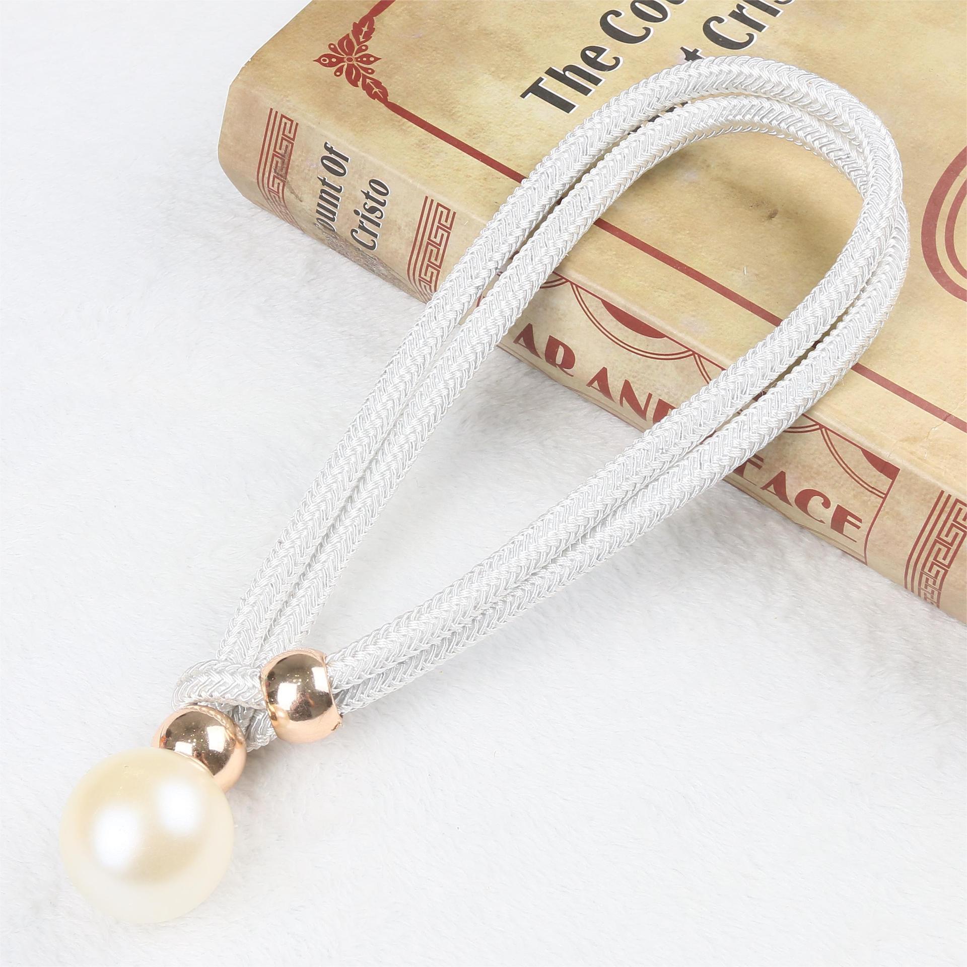 2 st gardinfästen av pärlfärg, gardinfästen av pärlfärg, dekorativa fästen, gardinfästen av rep utan stans, justerbara utdragbara delar: Vit