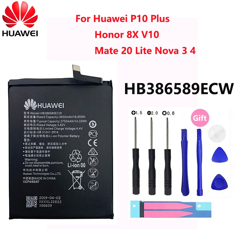 Originale Huawei P9 P10 P20 Honor 8 9 Lite 10 9i 5C Godere di Nova Compagno di 2 2i 3i 5A 5X 6S 7A 7X G7 Y7 G8 G10 Plus Pro SE Batteria Del Telefono: HB386589ECW