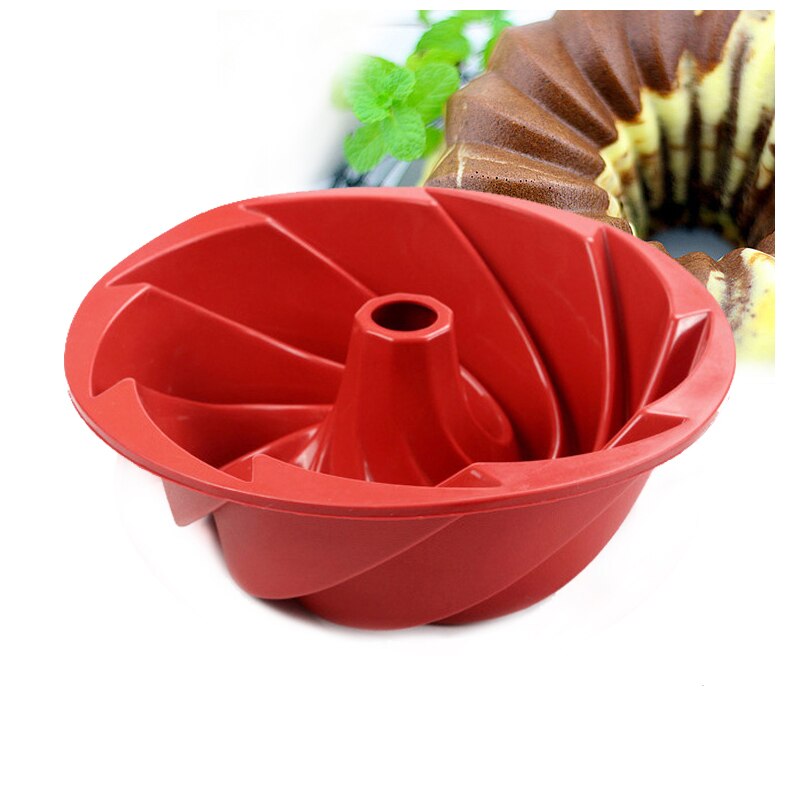 Grote Spiraalvorm Siliconen Bundt Cake Pan 10-Inch Bundt Cakevorm Pan 3d Gecanneleerd Cakevorm Vorm Brood bakkerij Bakken Tools