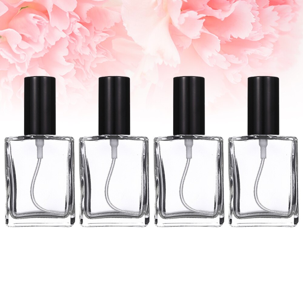 4 Pcs Glass Refillable Empty Bottles Liquid Bottles for Men Women: Default Title
