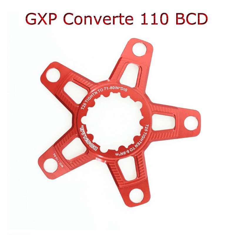 MTB Bike Chainring Adapter 5 Claw 110BCD Spider Converter Mountain Road for Sram GXP X9 XX1 X0 X01 To Single Speed Narrow Wide: 5 claw Red