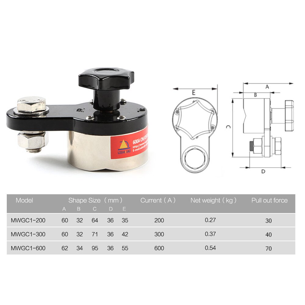 AYHF-On/Off Magnetic Welding Ground Clamp Rare Earth Switchable Magnet Welding Holder 200A