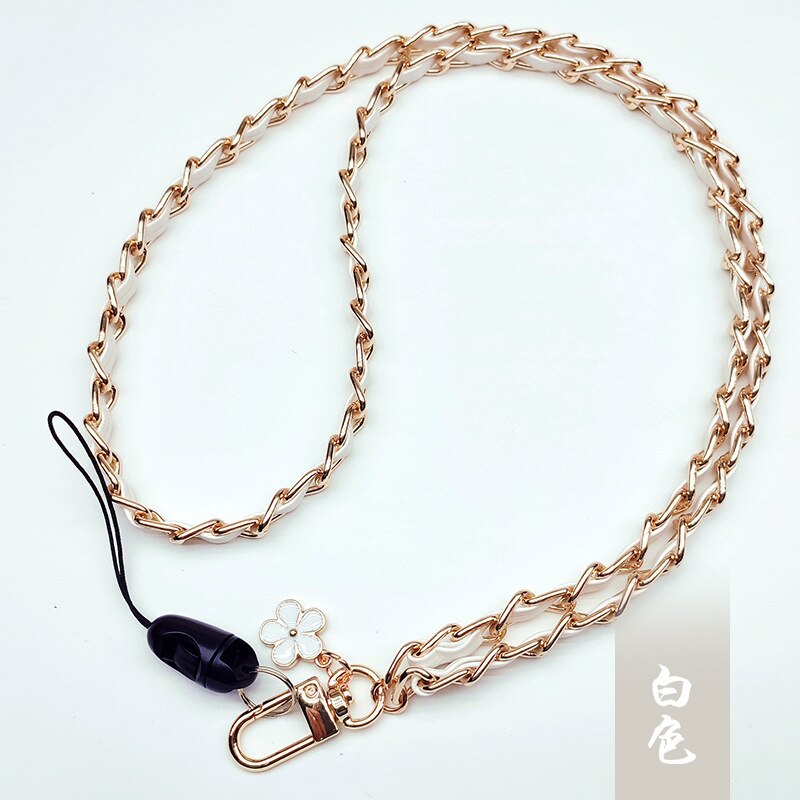 Kedja bär läder mobil rem läder metall lanyard multifunktionell hängande hals hänge lanyard nyckel kedja rep: 5