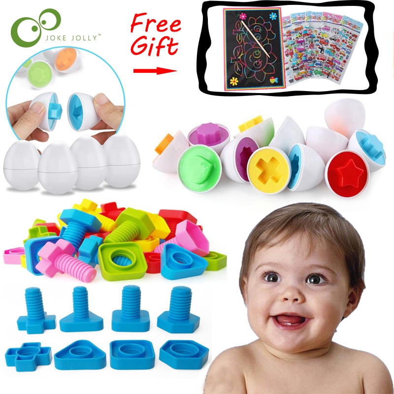 11Pcs Onderwijs Leren Speelgoed Gemengde Vorm Wise Pretend Puzzel Smart Eieren/Plastic Schroeven 3D Leren Puzzel Kids Kind speelgoed Yjn
