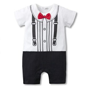 Body de manga corta de algodón para bebé, pelele, caballero, mono blanco o negro: white / 24 meses