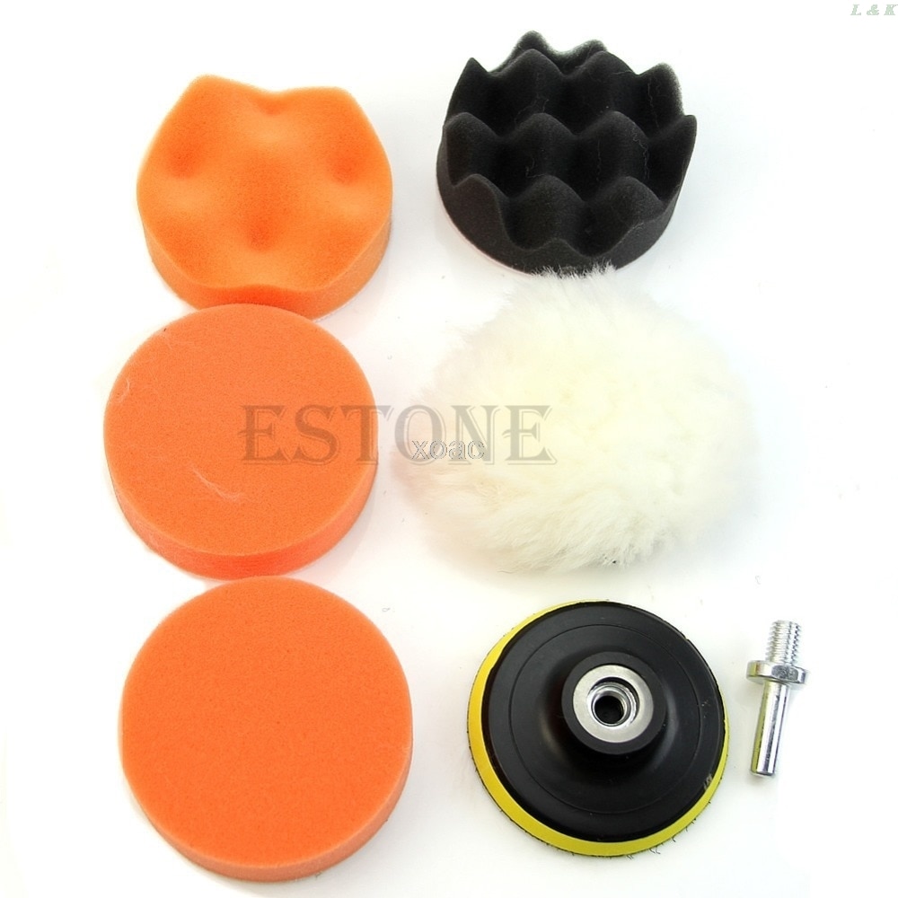 7 Pcs 3 inch Buffing Pad Auto Car Polishing Wheel Kit Buffer + M14 Drill Adapter M04