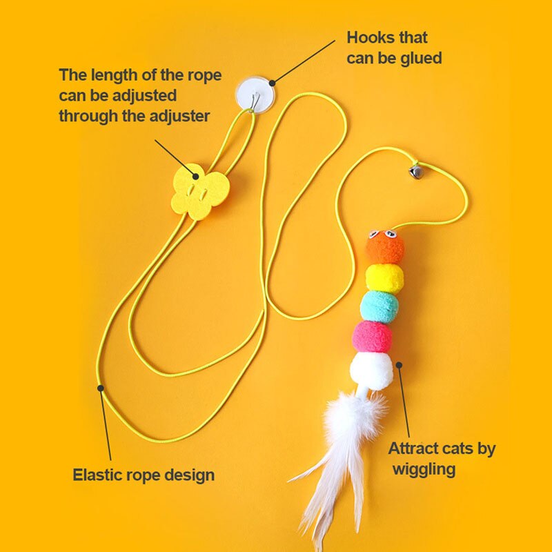 Cat Toys Kitten Toys Jump Exercise Interactive Toy-Replaceable Door Elastic Rope Automatic Toy Funny Cat Teaser Stick Mouse Toys