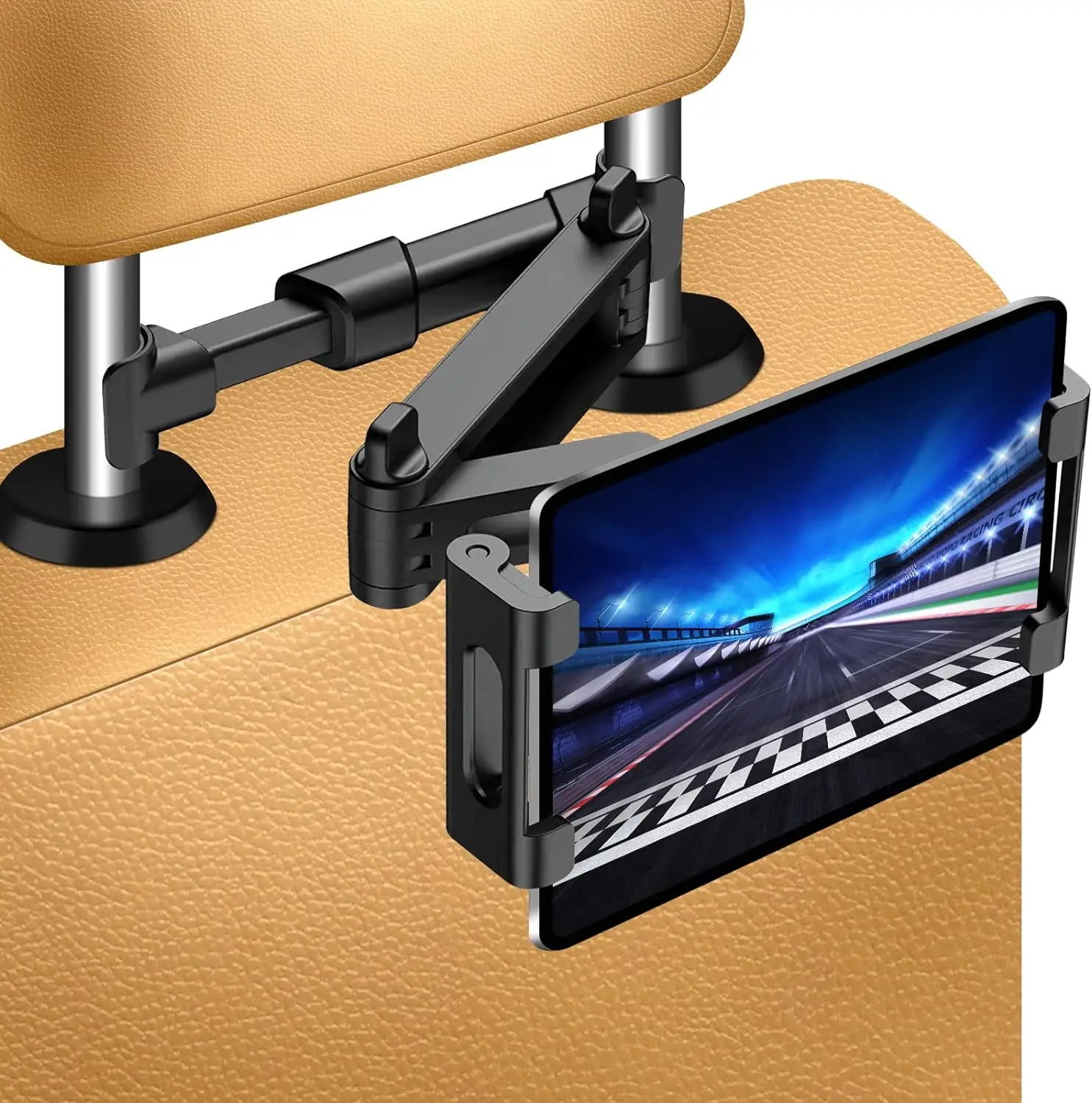 Tablethouder voor auto, iPad-hoofdsteunhouder voor tablet/ipad/telefoons Auto-tablethouder met 360° ° Roterend Verstelbaar