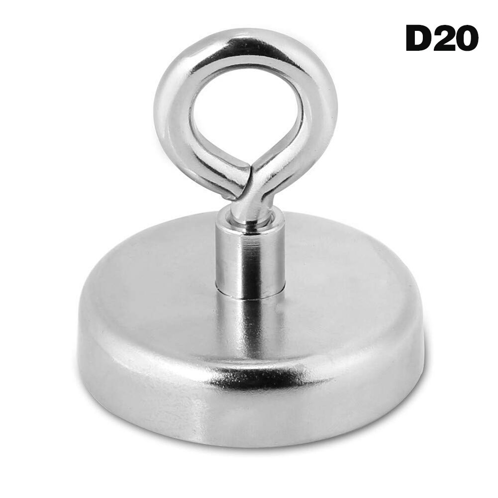 Stærk neodym magnet bjærgning rund trækkraft dybhavsflodfiskeri magnetisk holder øjebolt vertikale magnetiske materialer: D20