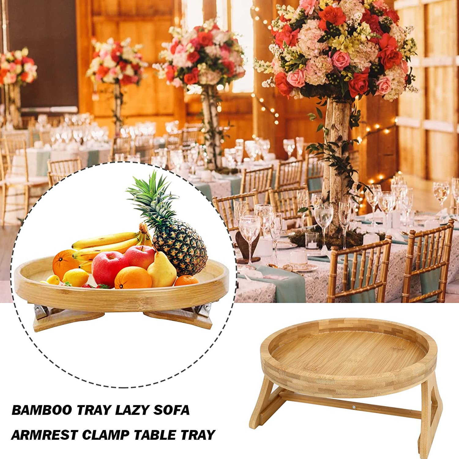 Sofa Arm Table Clip On Sofa Tray Recliner Armrest Snack Tray Wooden Tray Remote Control Holder