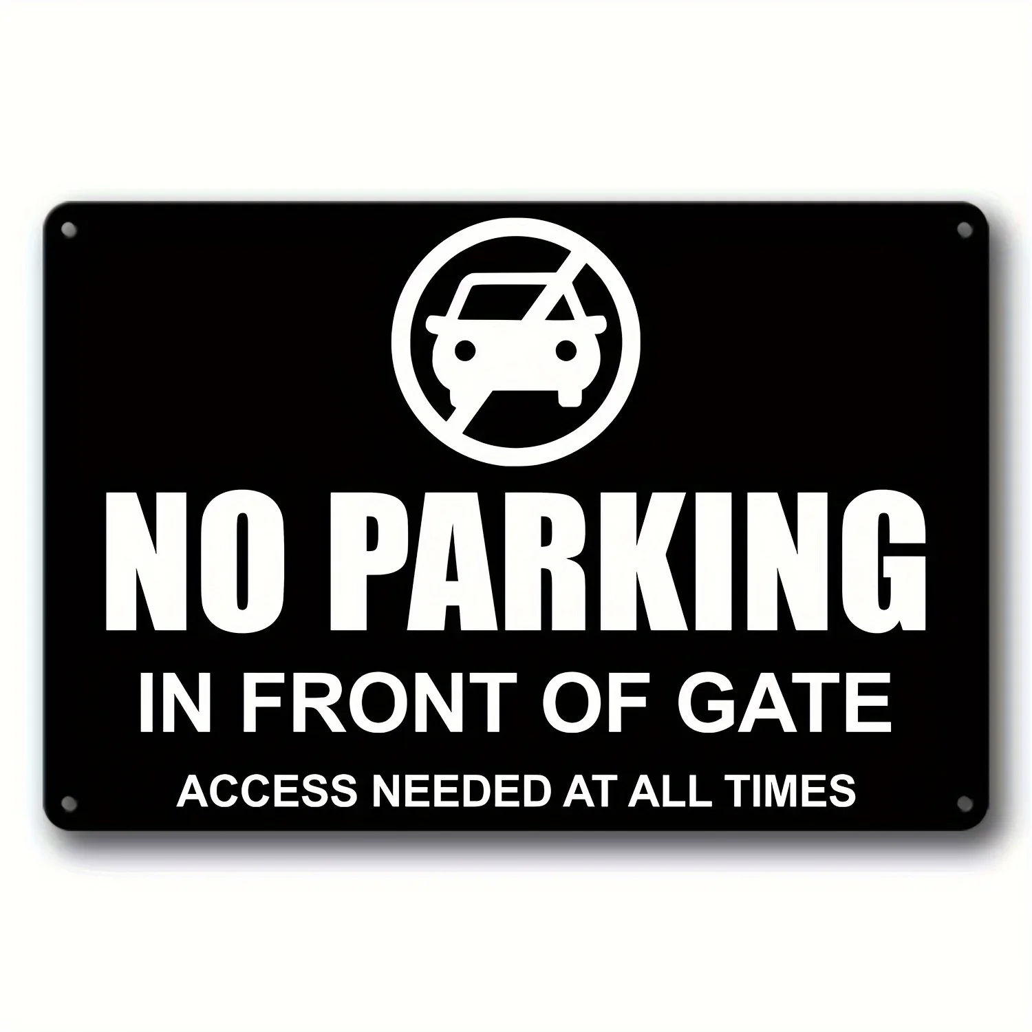 "No Parking in Front of Gate" Metal Sign,Ideal Notice for Outdoor Use,Warning Sign, Outdoor Sign, Farmhouse Decor, Outdoor Decor: WHITE
