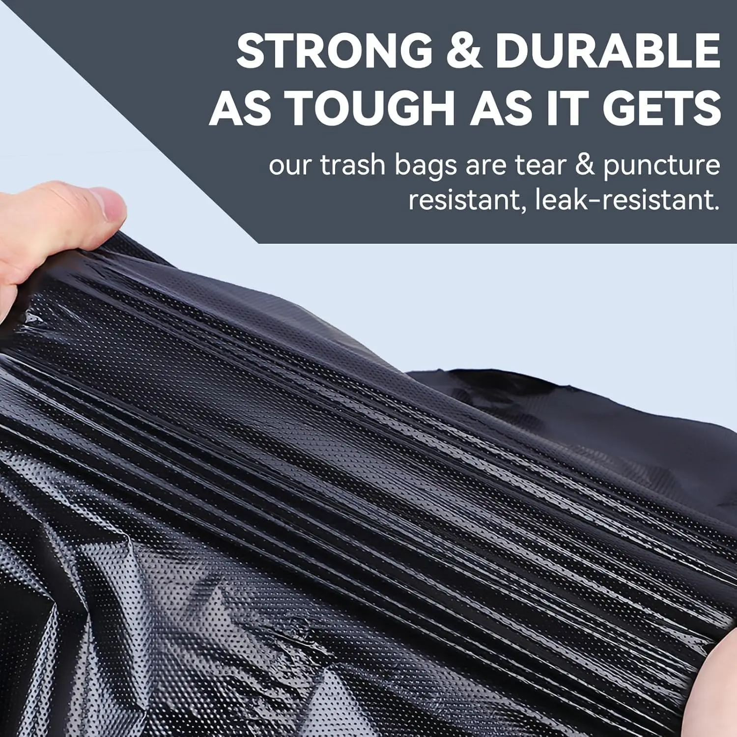Extra grote, dikke zwarte vuilniszakken met platte bovenkant, schoonmaakzakken, zware plastic vuilniszakken voor commercieel gebruik, keukenafval en buitenafval.
