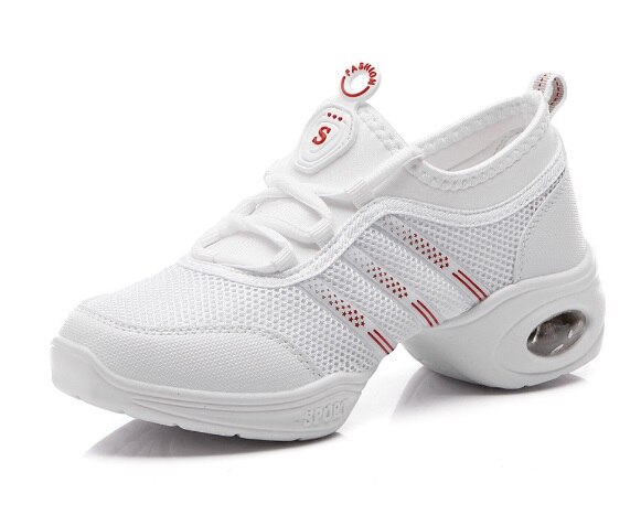 Taille 34-41 femmes Jazz Hip Hop chaussures de danse pratique baskets filles respirant moderne rue Salsa Rumba pratique chaussures de danse: White / 8.5