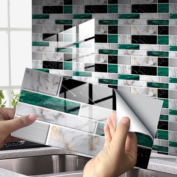 Pegatinas de azulejos de cristal de mosaico 3D, pegatina de pared contra salpicaduras, azulejos autoadhesivos de cocina, pegatinas de pared de baño, decoración del hogar impermeable: 48 pcs