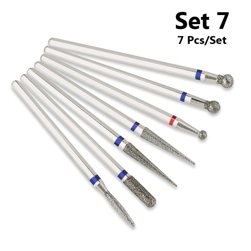 7 Pcs/Set Carbite Nail Grinding Head Nail Drill Bit Ceramic Mill Machine Set Cutter For Pedicure Electric Nail Files: Set 7