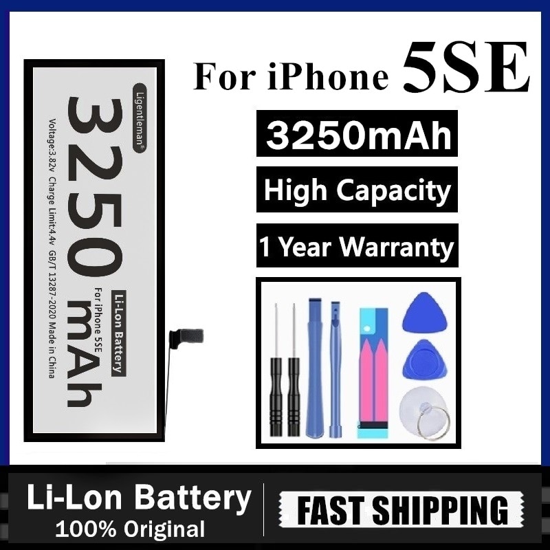 Battery For iPhone SE Fori PhoneSE 5SE 3250mAh High Capacity Replacement Batteries For Apple iPhone SE 5SE1 + Tools