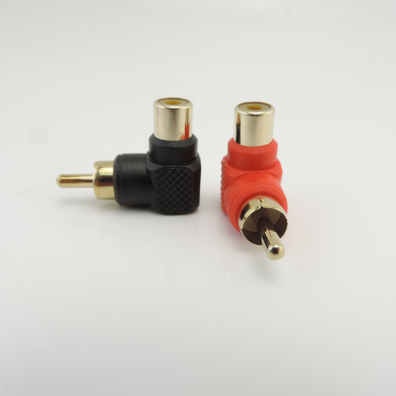 90 Degree RCA Connector Male To Female M/F Right Angle Plug Adapters L type Elbow for cctv camera Audio q1: Red