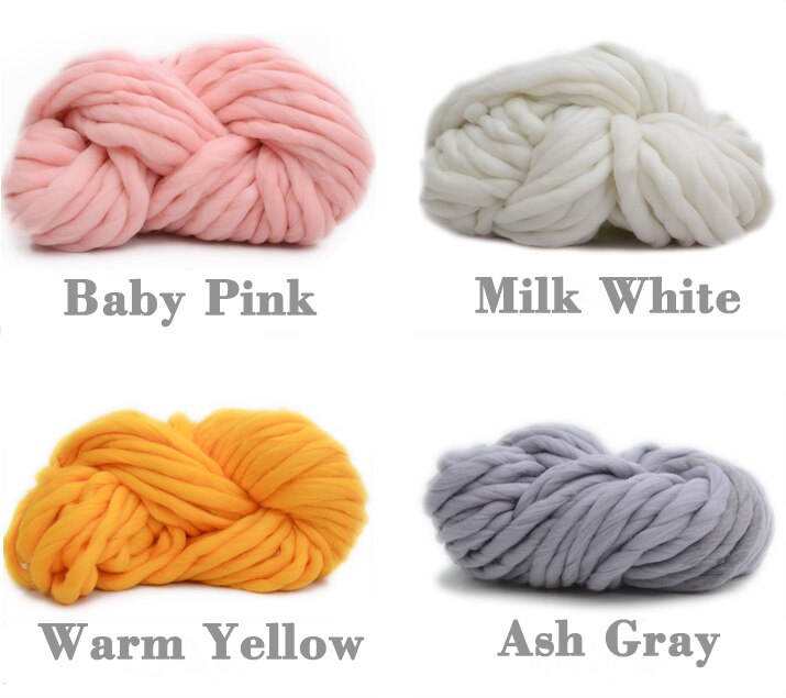 Super Sperrige Arm Stricken Wolle Roving Gestrickte Decke Chunky Wolle Garn Super Dickes Garn Für Stricken/Häkeln/Teppich/hüte D30: milk white