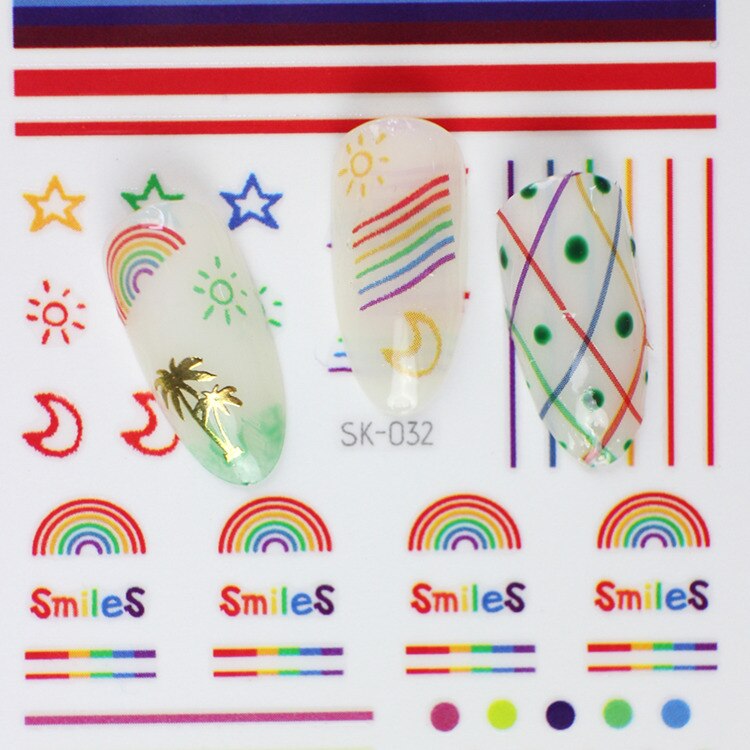 1 stuk zelfklevende nagelstickers uit de hyuna-serie met eipatroon, nageltips, 3d manicurestickers, nageldecoratietools in regenboogkleuren.: Sk -032
