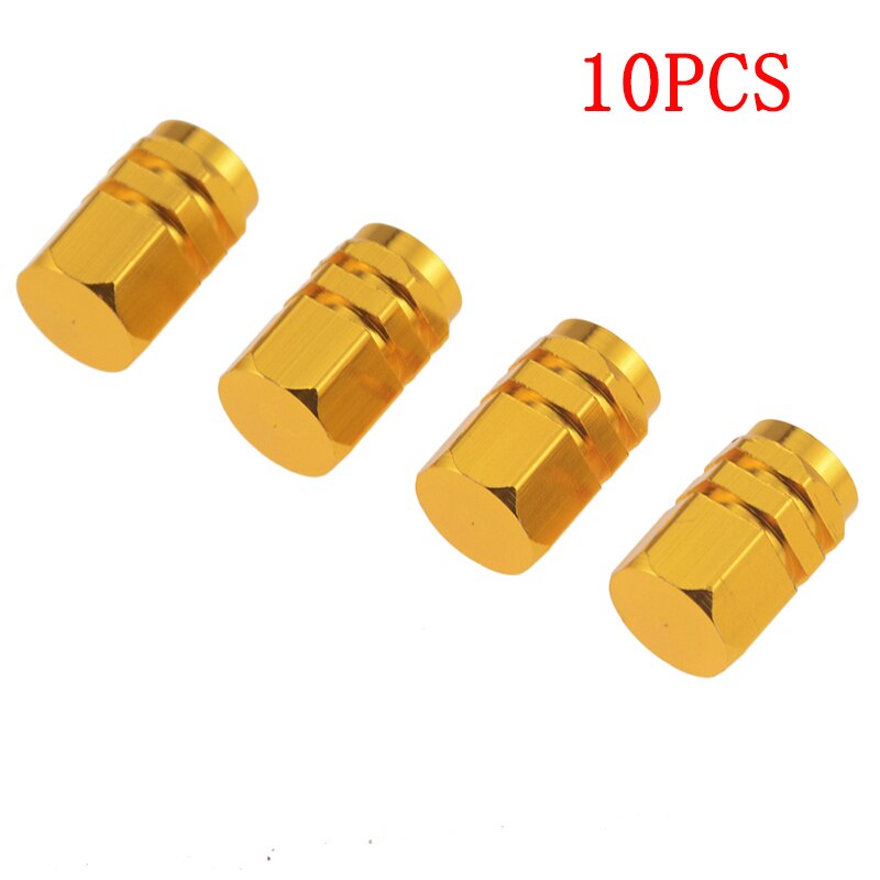 4 stk aluminiumslegering bildekk ventildeksler sekskantede dekk ventil stamme deksel luft støvhetter dekk ventil lastebil sykkel hjul felg ventil stamme caps: 10 stk gull