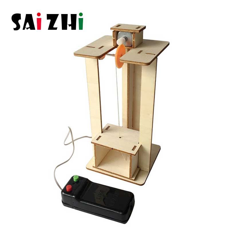 Saizhi DIY kids Science Experiment Elektrische Wetenschap Model Kits fysica technologie speelgoed Houten Lift STEM Educatief speelgoed