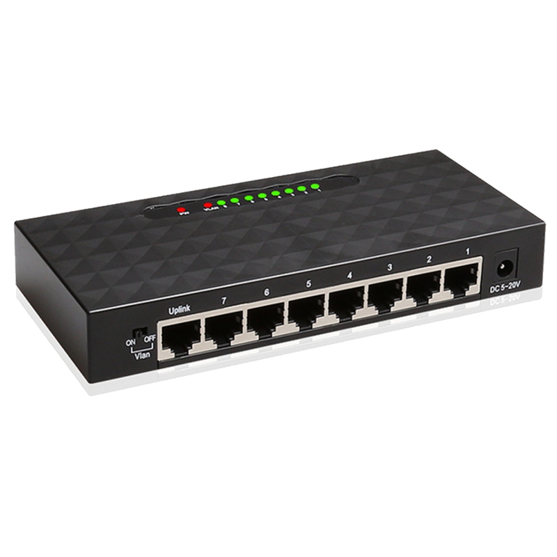 Gigabit Switch Ethernet Smart Switcher High Performance 1000Mbps Ethernet Network Switch RJ45 Hub(EU Plug): 8 ports