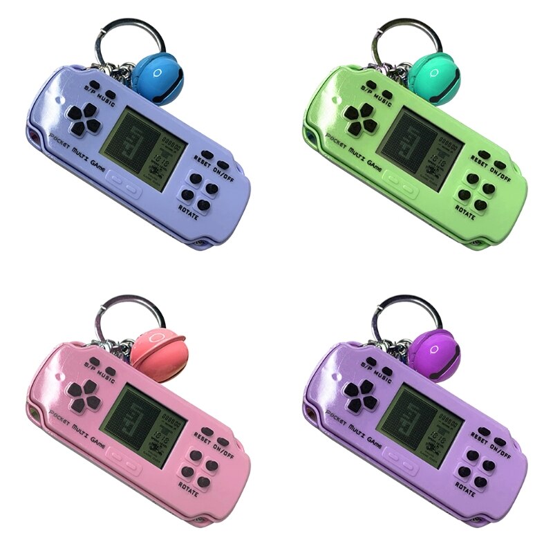 B2EB Handheld Game Console Keychain Electronic Game Portable Key Ring with Hanging