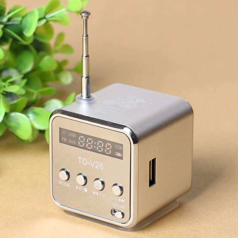 Mini altavoz portátil LCD Digital estéreo Supergraves altavoz música MP3 MP4 receptor de Radio FM para teléfono portátil: silver