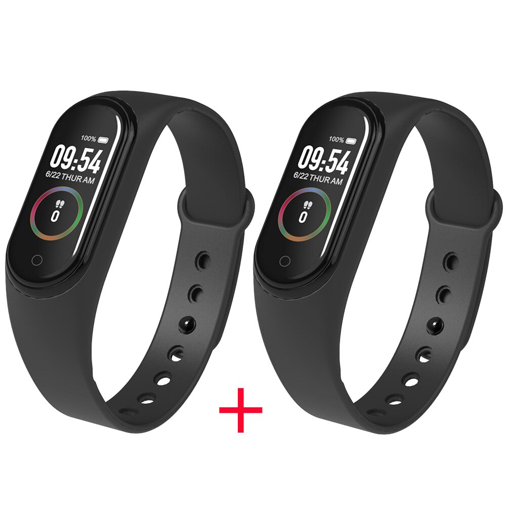 M4 smart band 4 fitness armbånd sport smart ur puls blodtryk armbånd smartwatch til xiaomi som mi band 4: 2 stk sort