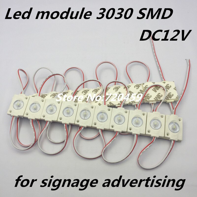 40 stks Super heldere DC12V led module 3030 SMD 1.5 W met bolle lens led modul licht voor bewegwijzering reclame