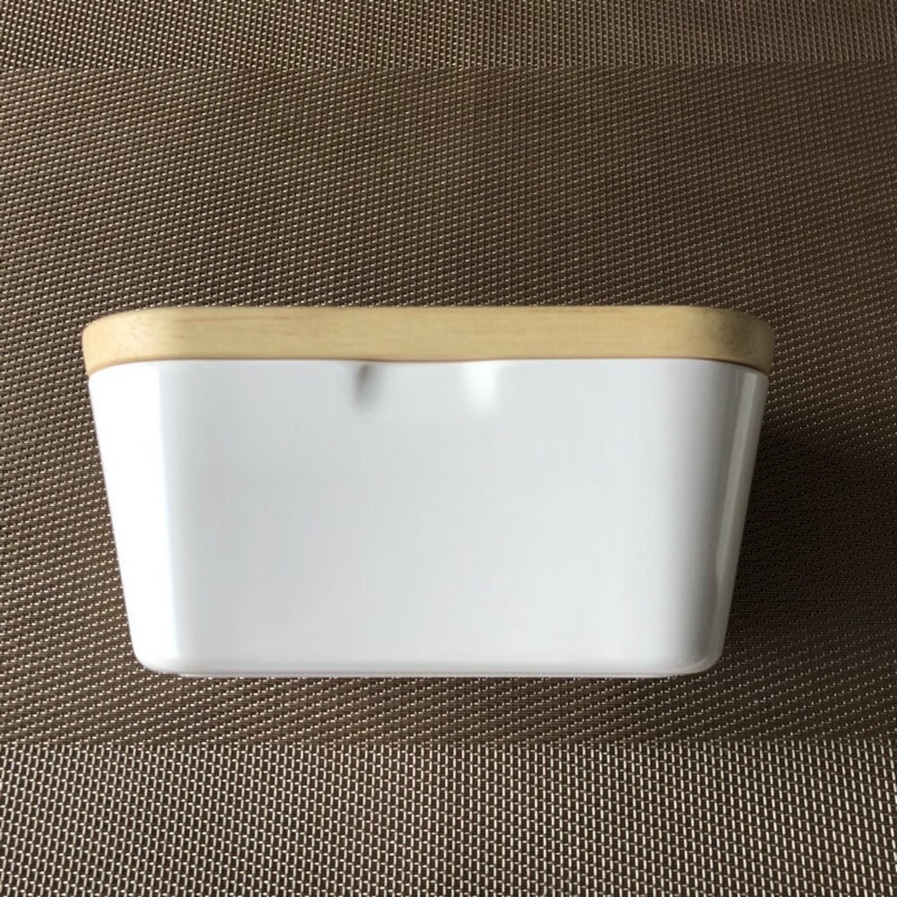 Smørfad med låg porcelænsholder dækket smørbeholder køkkensmøropbevaringsfad til bordplade køleskab