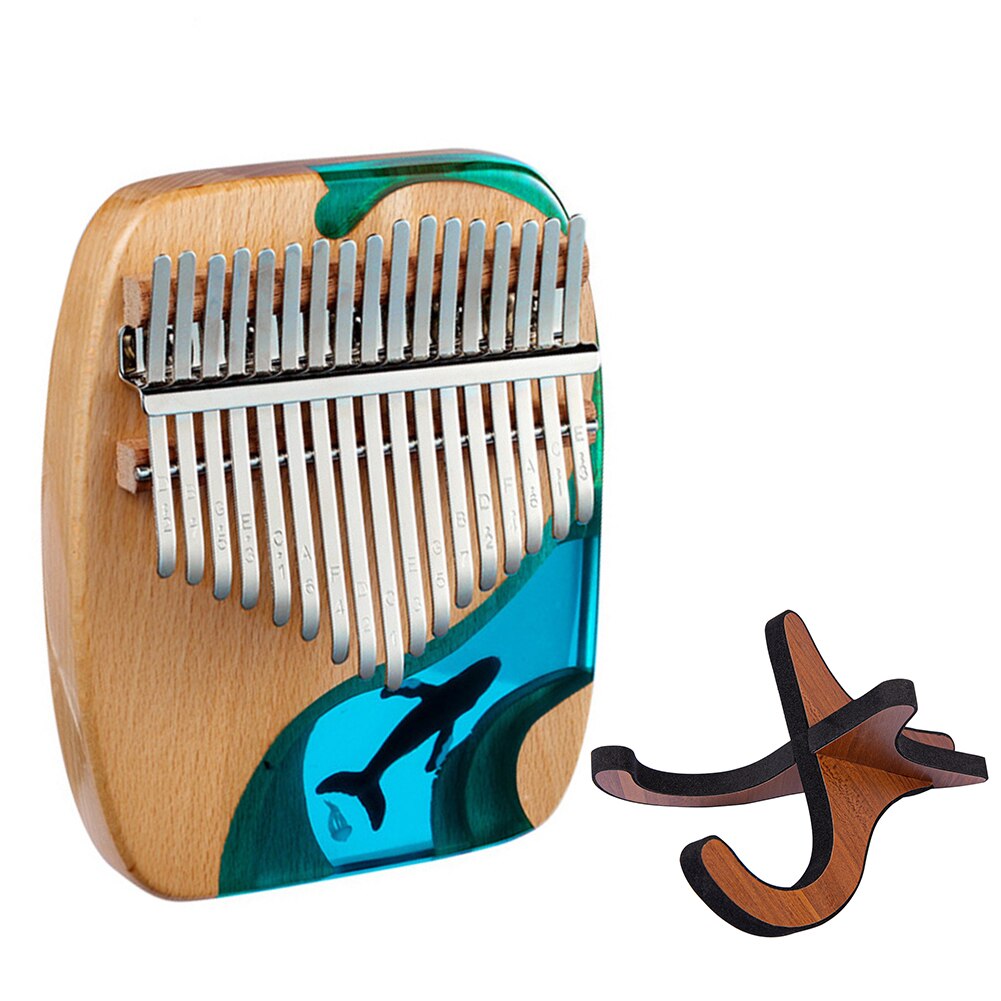 Kalimba 17 Key 21 Key Thumb Piano Solid Beech Epoxy Resin Portable Kalimba Mbira Sanza Tuning Hammer Keyboard Musical Instrument: With Stand