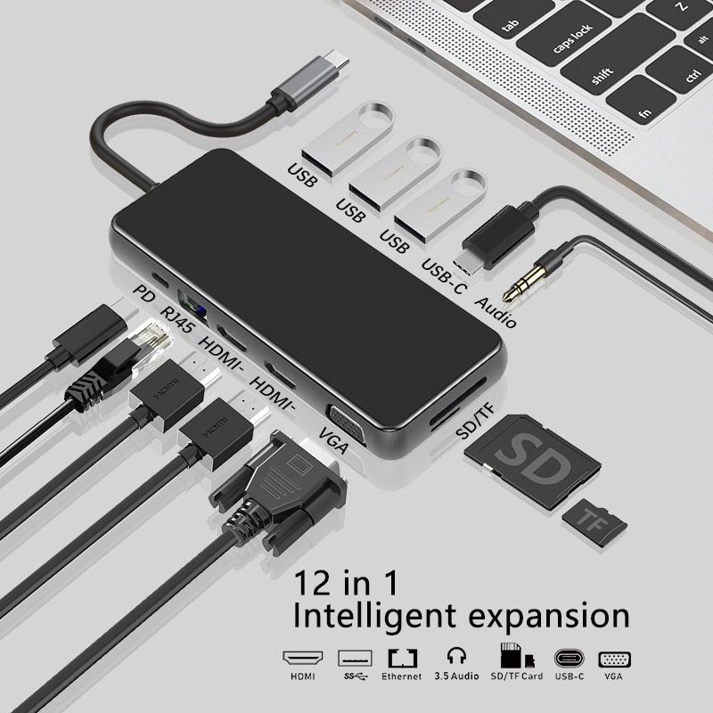 MST USB C Laptop Docking Bahnhof USB 3,0 VGA RJ45 PD USB HDMI-kompatibel Hub für Laptop Macbook Profi HP Dell Oberfläche Lenovo Dock