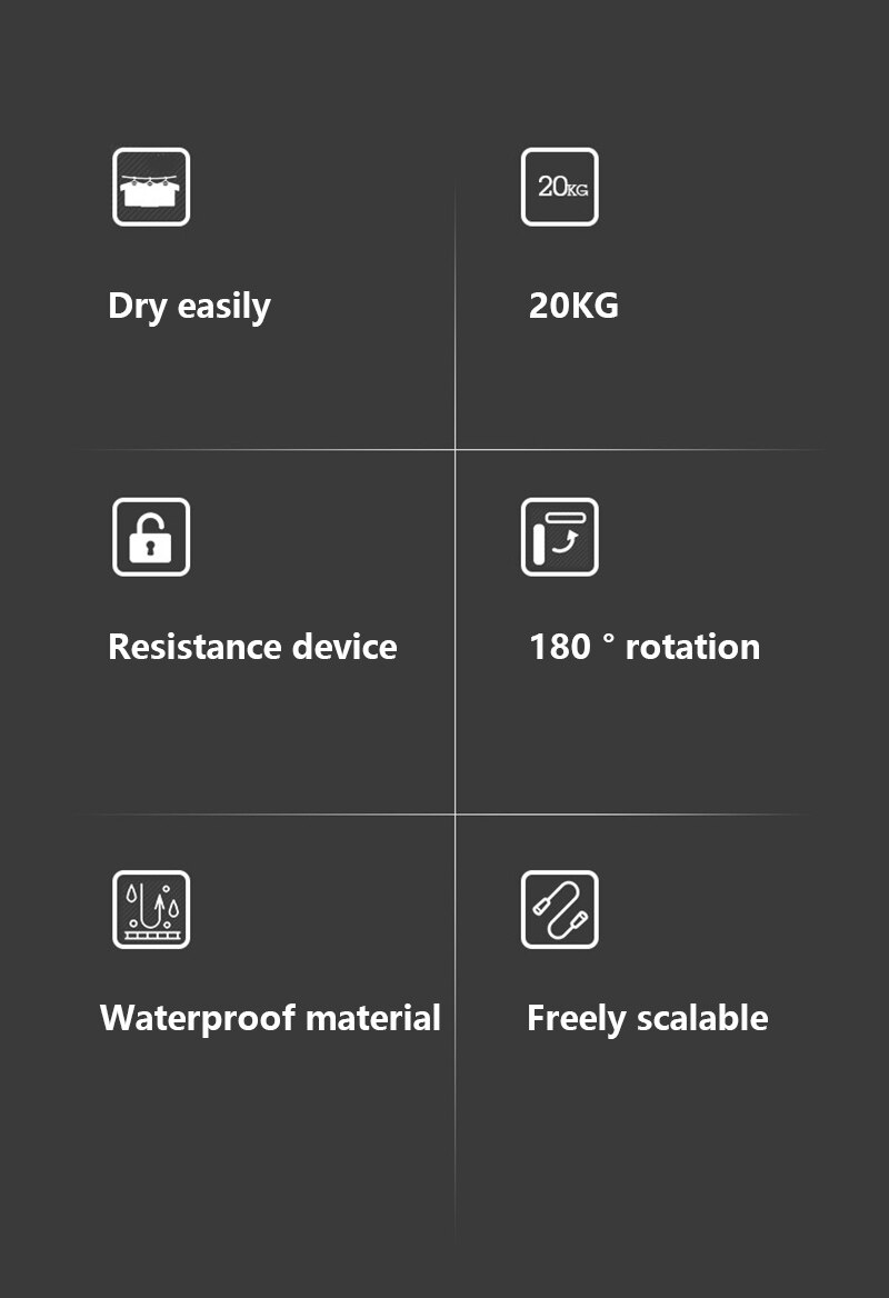 Onzichtbare waslijn voor binnen met ophanggat, uitschuifbaar waslijntouw, droogrek voor balkon, geen boren nodig