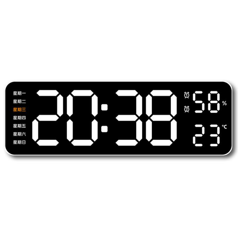LED-Digital-Wanduhr, großes Anzeige, batteriebetriebener Wecker mit Temperatur, Datum, Woche, Schreibtisch und Wanduhr, Часы Espero: Silber