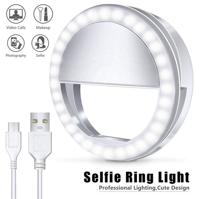 Clip Op Ring Licht Camera Selfie Led Camera Licht Met 36 Led Smart Telefoon Camera Ronde Vorm Voor Iphone samsung Fotografie
