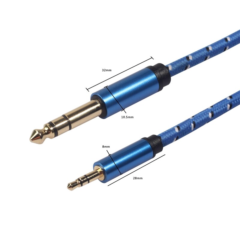 Aux Kabel 3.5Mm Naar 6.35Mm O Kabel Jack 3.5-6.35 Male Naar Male Aux Koord Voor Gitaar mixer Versterker Cd-speler Speaker