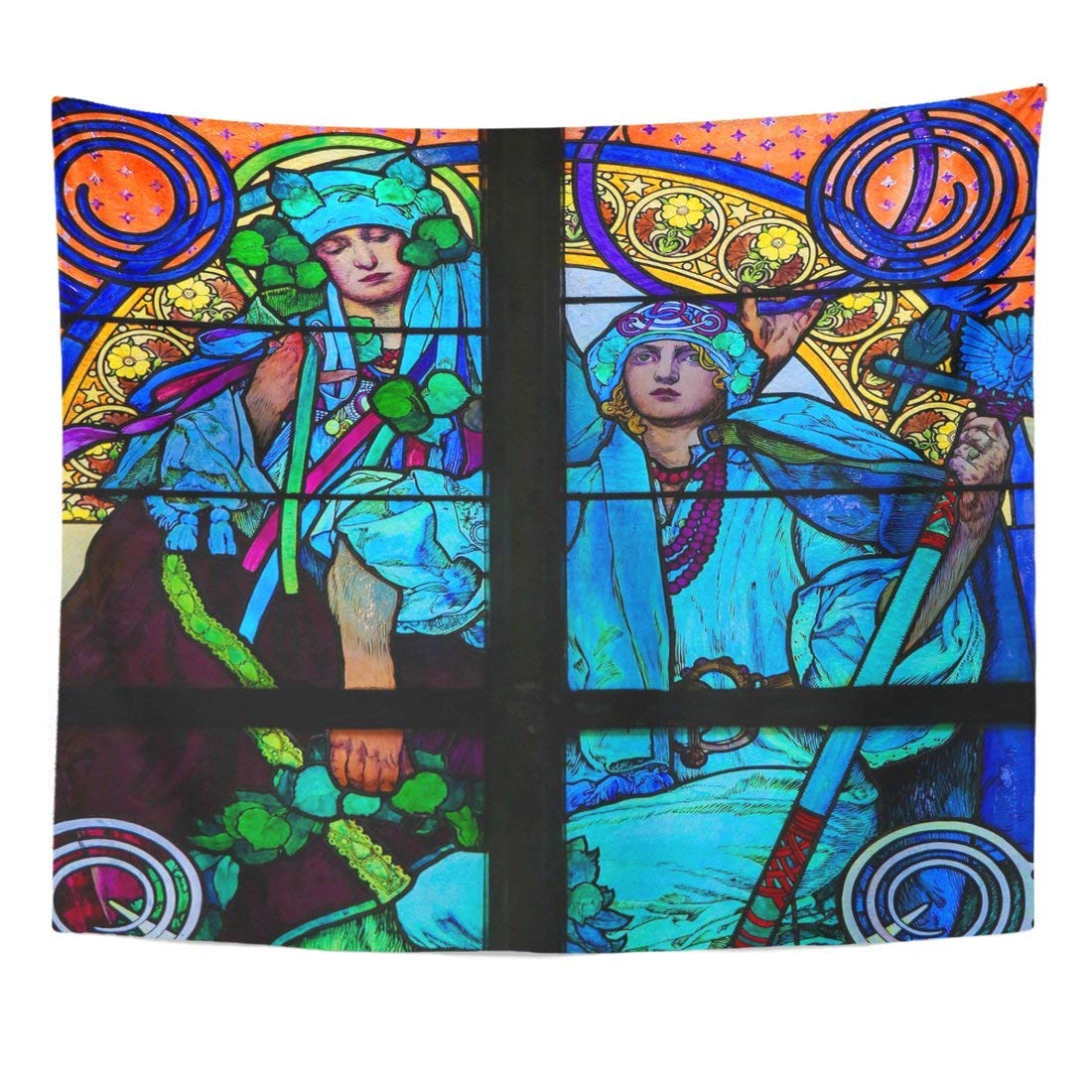 Prague Czech Republic April Stained Glass Window in St Vitus Cathedral by Alphonse Mucha Home Decor