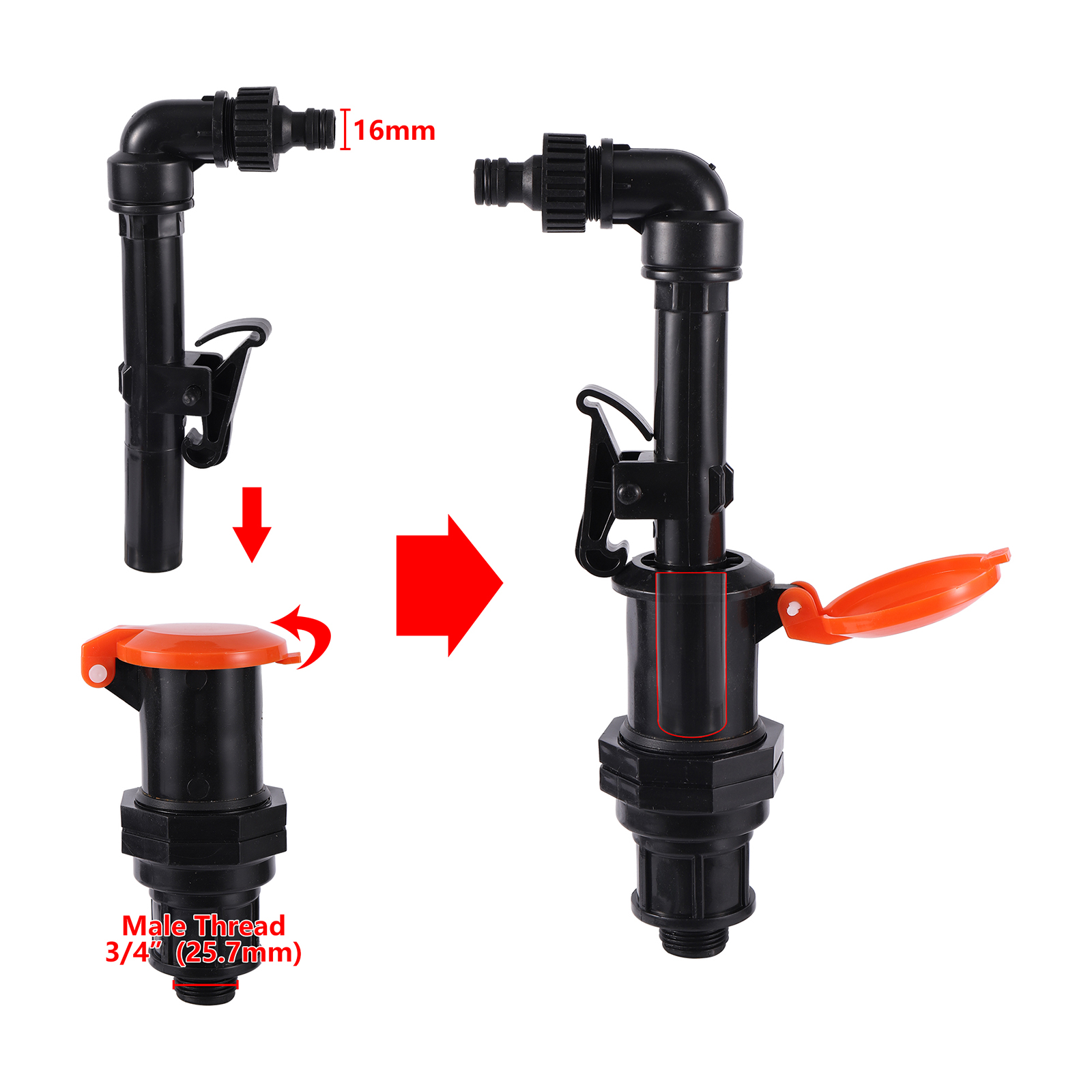 3/4 "1" Buitendraad Snelle Waterinlaatklep Snelkoppelklep Tuin Gazon Irrigatie Auto Wassen Plastic Brandkraan Apparatuur: Goud