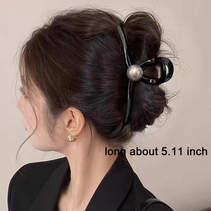 Pinzas para el cabello de perlas negras Vintage para mujeres y niñas, adorno de temperamento, pinzas simples, horquilla, accesorios para el cabello de: YELLOW