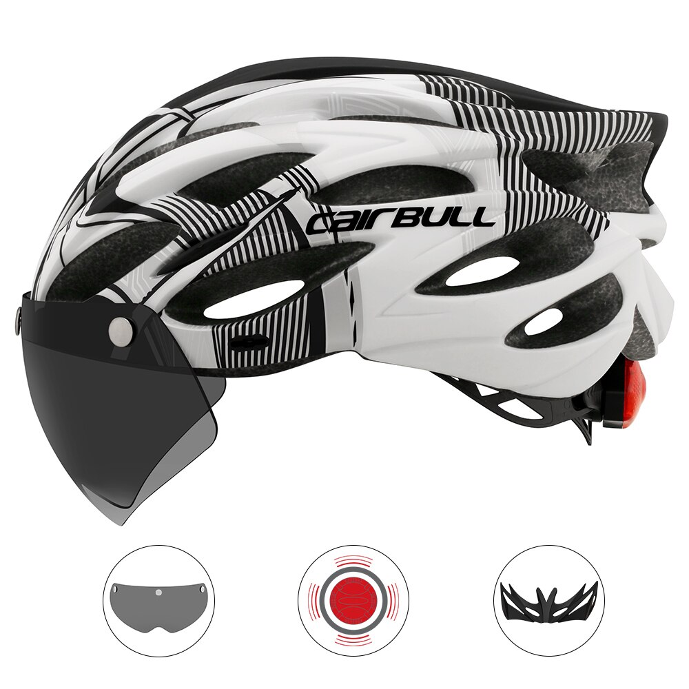 Cairbull – casque de vélo ultraléger, avec visière amovible, avec feu arrière moulé à l'intérieur, pour vtt sur route de montagne
