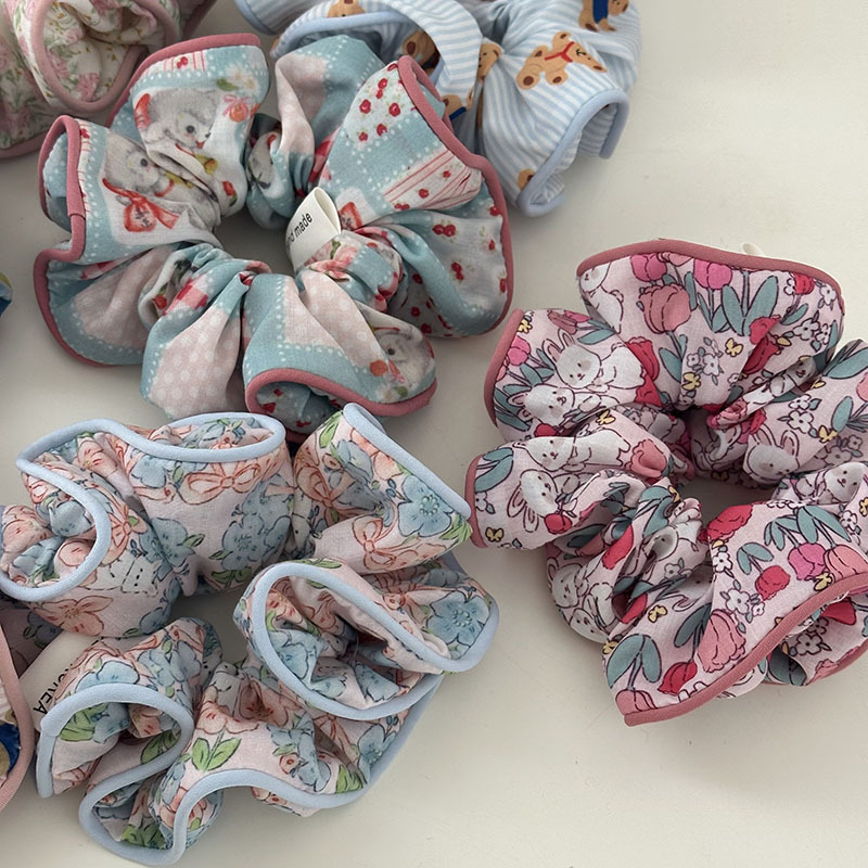 Ins Floral Dieren Patroon Elastisch Haar Scrunchies Stof Headrope Haaraccessoires