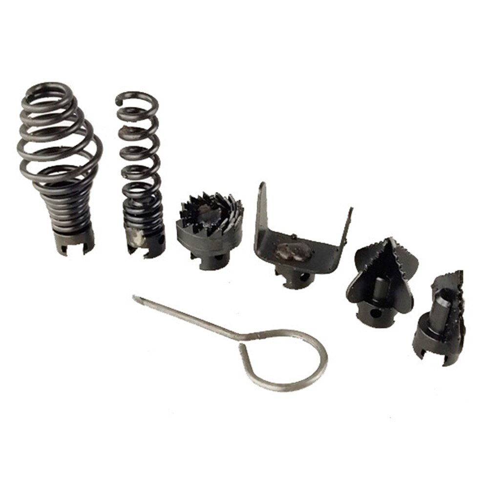7pcs/set Cleaning Machine 16mm Portable Home With Key Drain Pipe Dredge Cutter Heads Manganese Steel Durable Tool