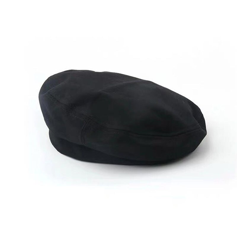 MATTYDOLIE, boina negra para mujer, otoño e invierno, estilo intelectual Retro sencillo, sombrero de pintor, sección delgada, sombrero, gorro octogonal sólido salvaje: Black