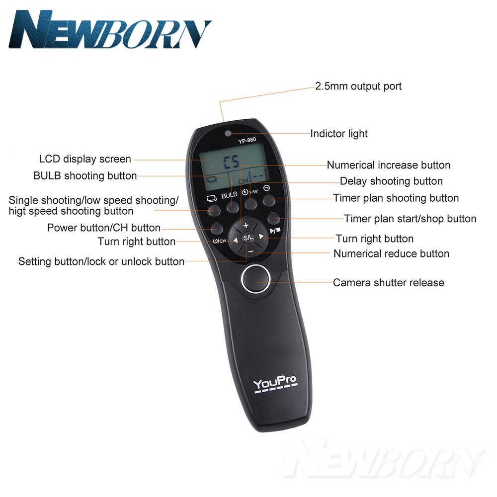 YP-880 UC1 Timer Remote Control Wired Shutter For Olympus E-30 E-400 E-420 E-450 E-510 E-520 E-600 E-620 E100 E-30 E-PM1 E-M5