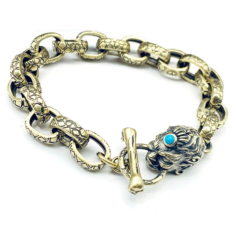 Weiß Messing Männer Armband Mechanischen Getriebe Ketten Punk Armbänder Antike Kupfer Hand Armreifen 9mm Breite Kette Armband für Frauen: Buddha Bracelet