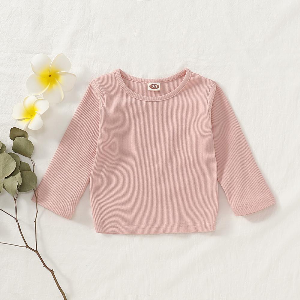 0-18M Toddler Blouse Baby Girl Pure Tees Cotton Soft Long Sleeve Boy T-Shirt Bottoming Girls Blouse Infant Kids Clothes: b / 12M