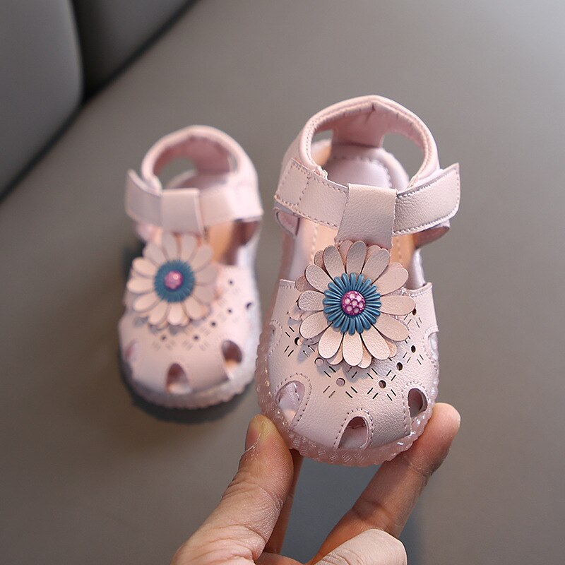 Zomer Baby Meisjes Sandalen Roze Baby Peuter Sandalen Zachte Bodem Antislip Kids Sandalen Zoete Bloemen Kinderen Casual Schoenen b148: Roze / 24(Length 14.5cm)