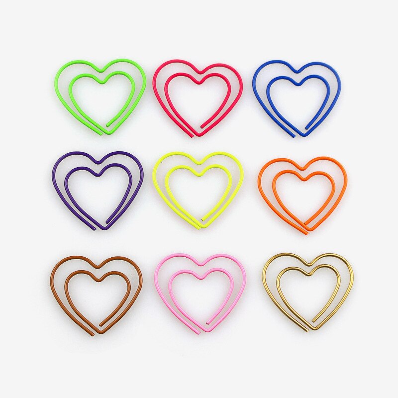 50 Stks/pak Van Leuke Liefde Papier Clips Kawaii Briefpapier Leuke Kleurrijke Sterren Hartvormige Bindmiddel Paperclips Kantoorbenodigdheden
